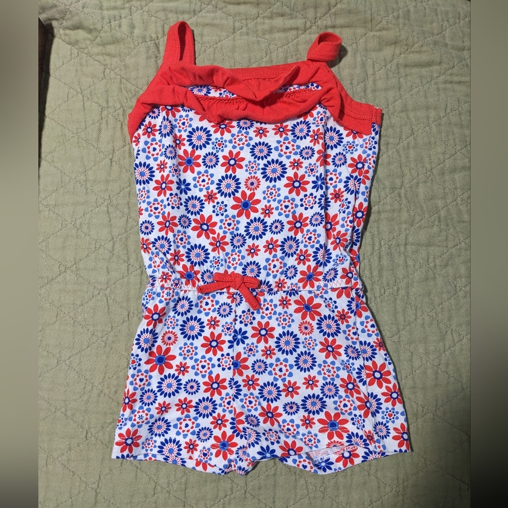 Red white and blue floral romper tank ♥️🤍💙